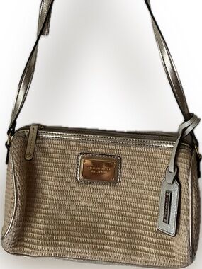 Vintage Tignanello Metallic Gold Woven Shoulder Bag Y2K Purse